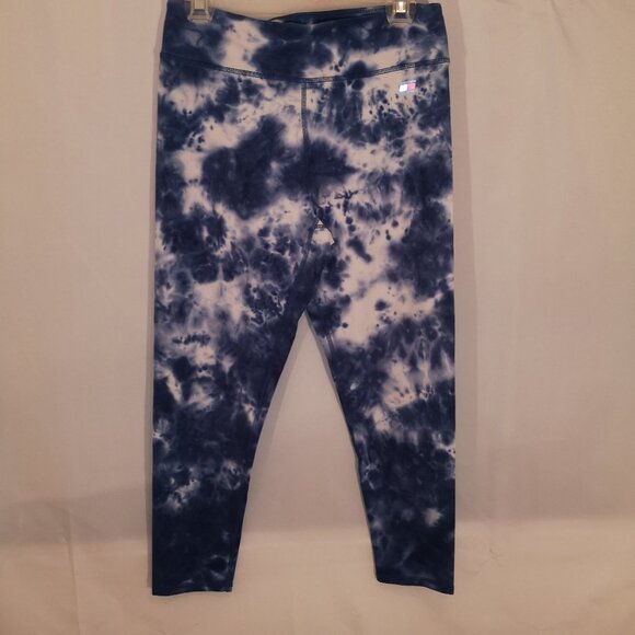 Tommy Hilfiger Ladies Size Large Elastic Waist Tie Dye Blue & White Leggings - Picture 1 of 6